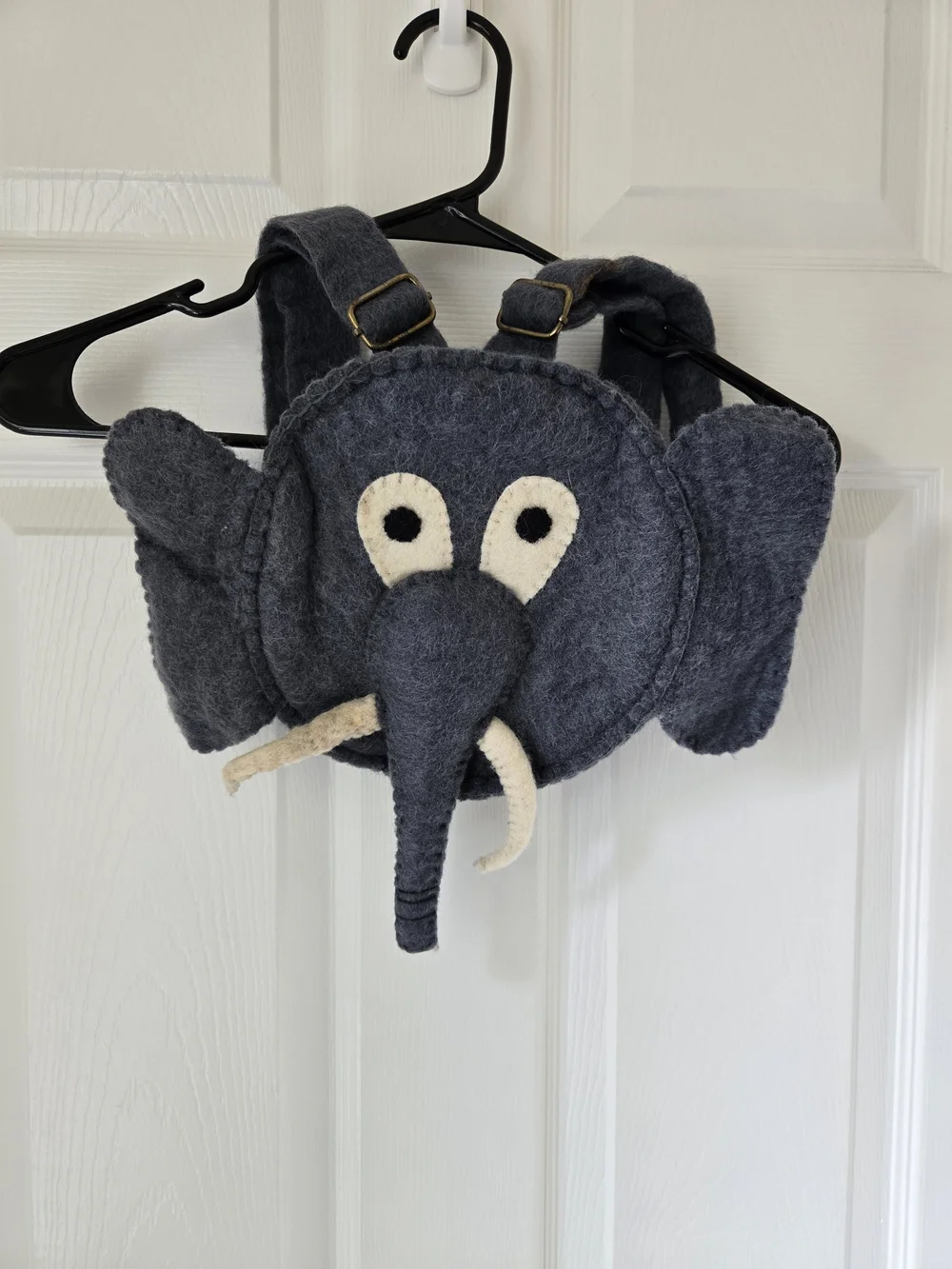 Plush Wool Felted Elephant Kids Backpack in Charcoal Cute Animal Bag
